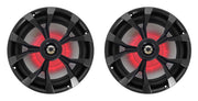 Rockville RKL80MB 8" Black 2-Way Marine Boat LED Speakers Pair | 900W Peak / 200W RMS, 4 Ohm, IP66 Waterproof, Red/Blue Beat-Sync LEDs, 40Hz-20kHz, Includes 16.4 Ft Wire and Grilles
