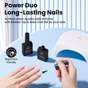 Beetles No Wipe Gel Top Coat and Base Coat Set for Gel Nail Polish | 2Pcs 15ml Super Shiny and Long Lasting Soak Off UV/LED Lamp Nail Art Design Gift